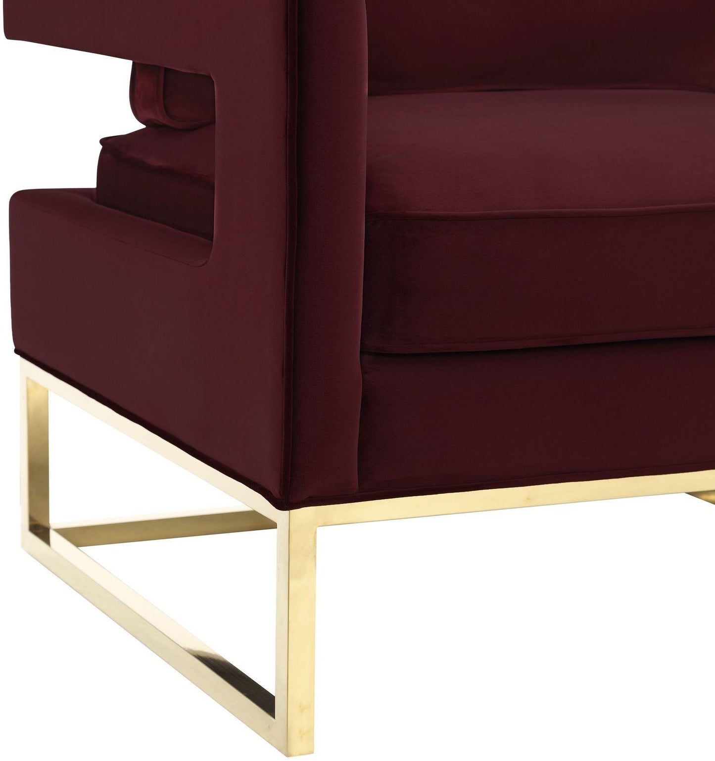 josephine maroon velvet chair with polished gold base