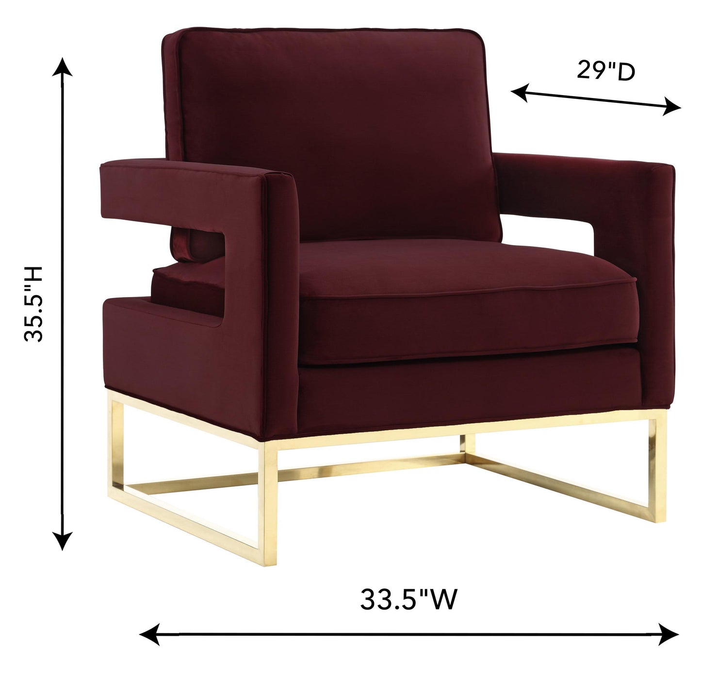 josephine maroon velvet chair with polished gold base