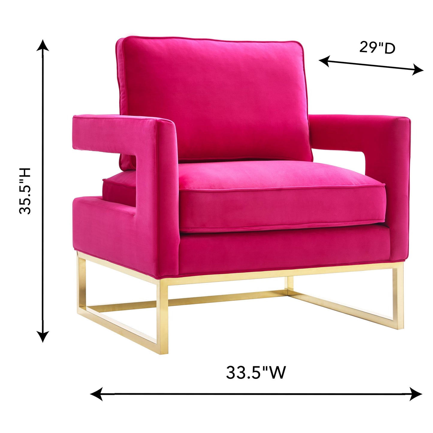 josephine pink velvet chair with polished gold base