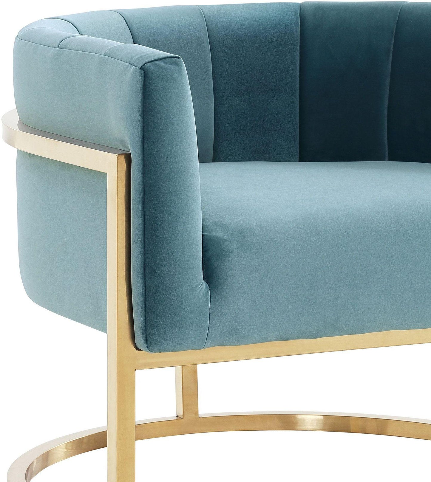 coral sea blue chair with gold base