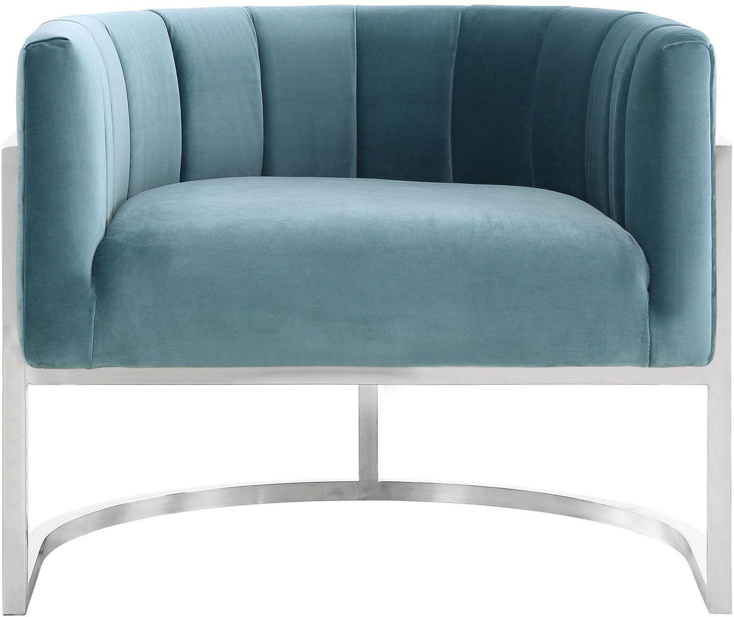 coral sea blue chair with silver base