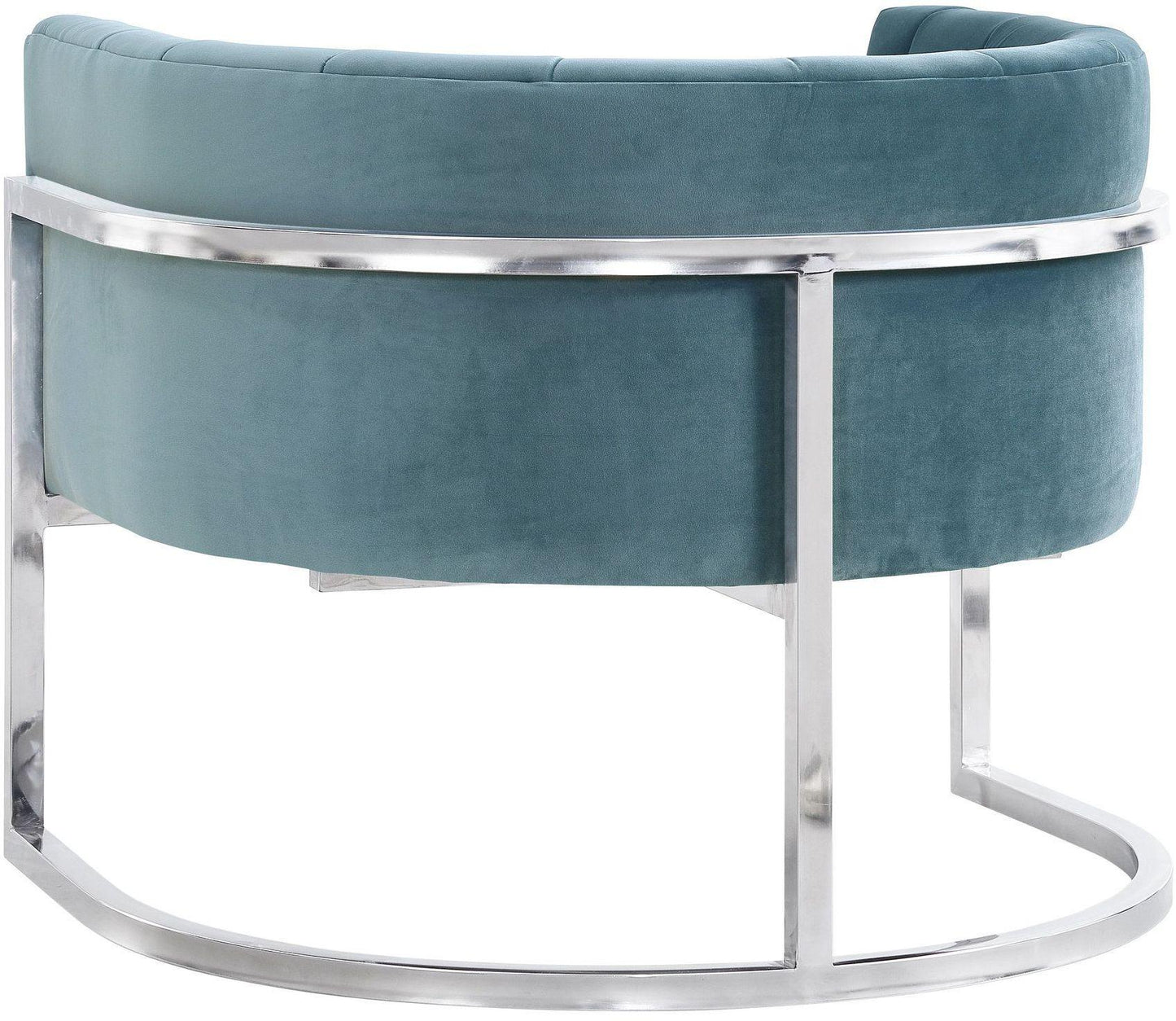 coral sea blue chair with silver base