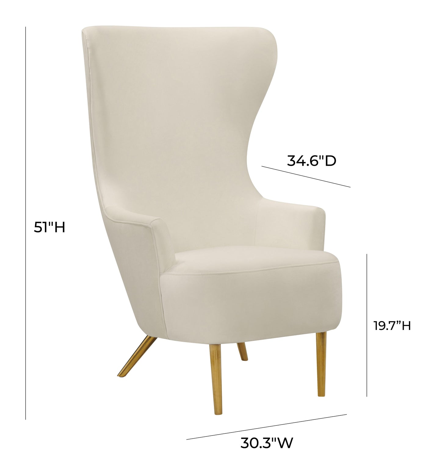 arabelle cream wingback chair