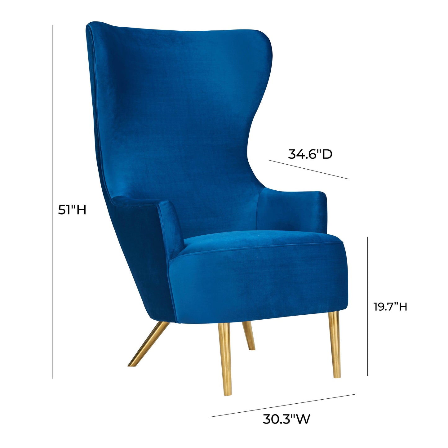 arabelle navy wingback chair