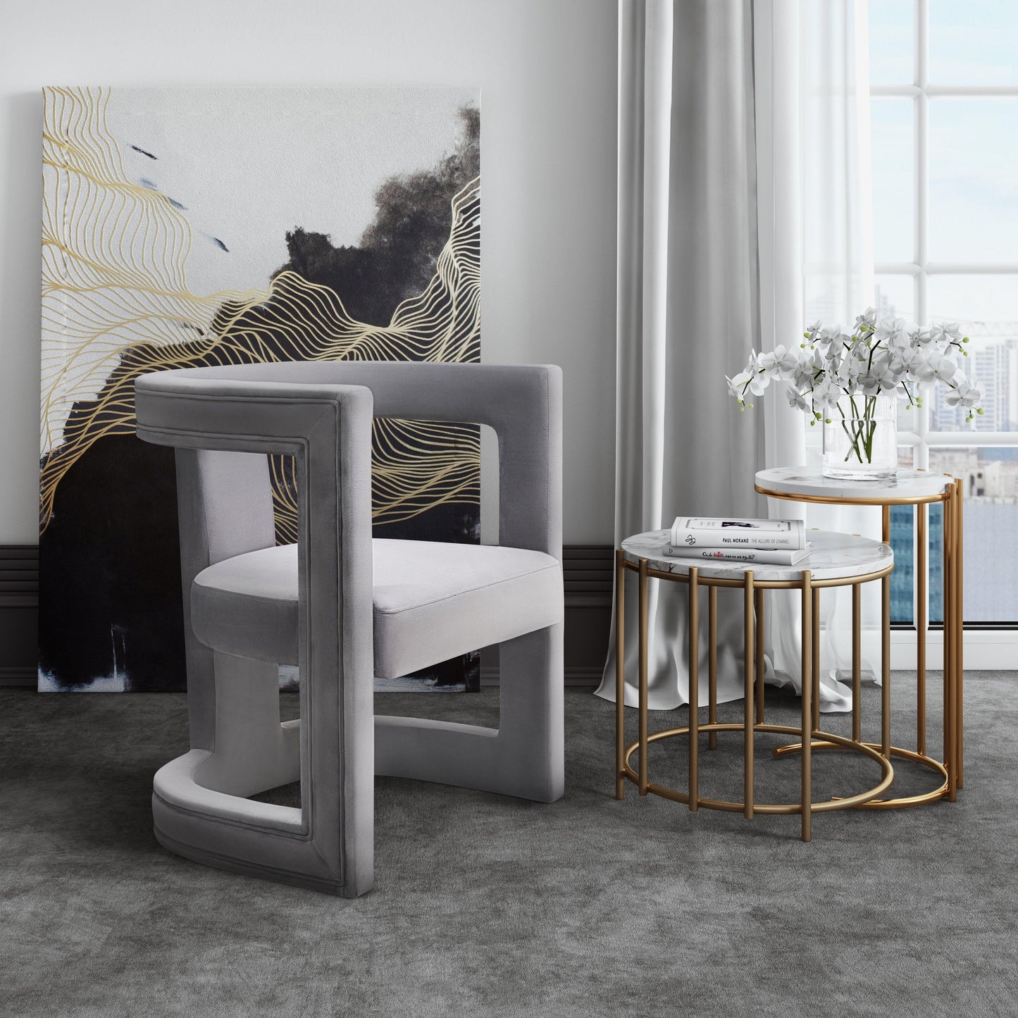 morgan grey velvet chair