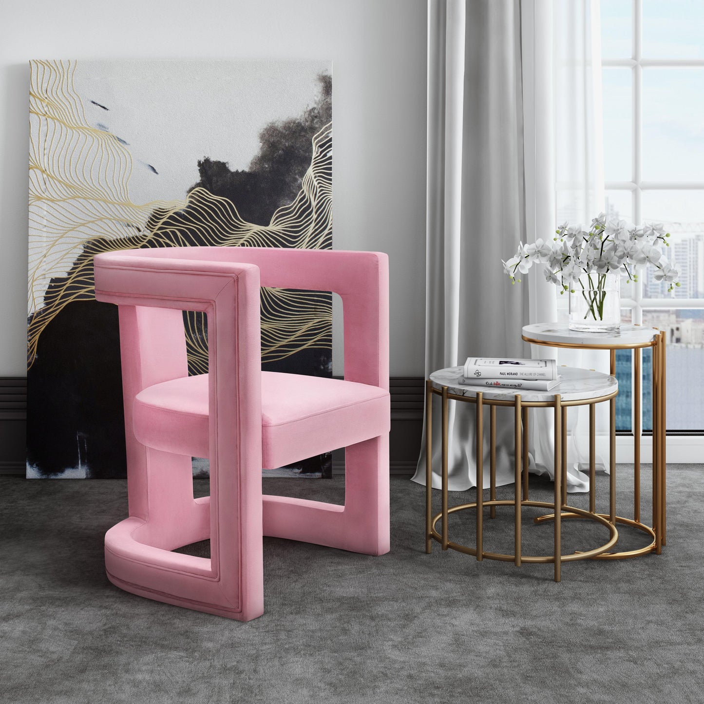 morgan pink velvet chair