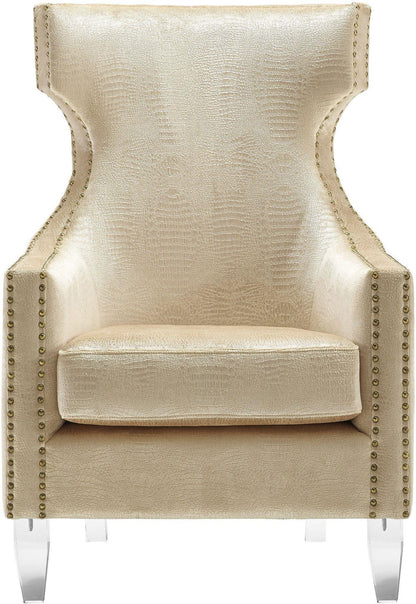 Vera Gold Croc Velvet Wing Chair