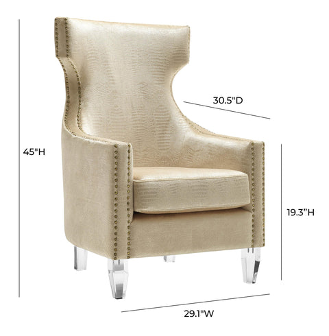 Vera Gold Croc Velvet Wing Chair