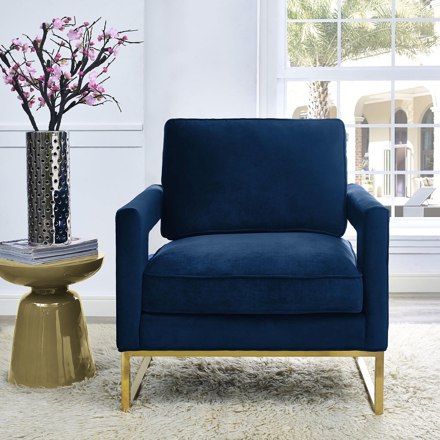 josephine navy velvet chair