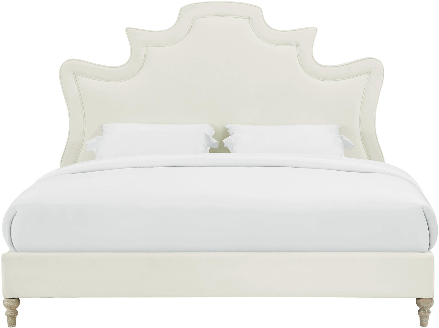 margot cream velvet bed in king