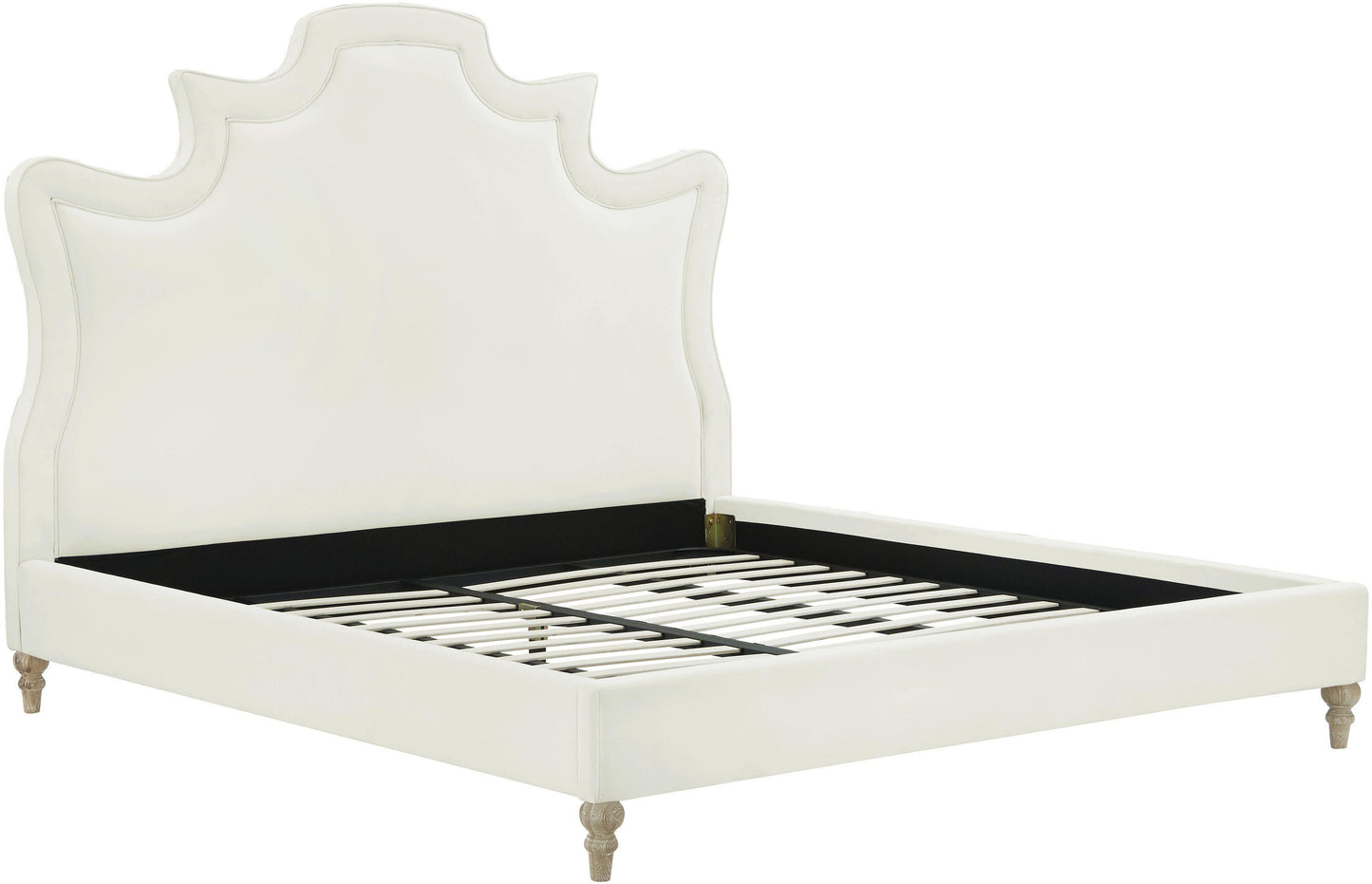 margot cream velvet bed in king