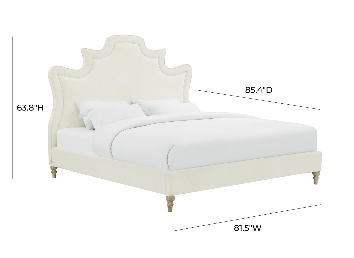 margot cream velvet bed in king