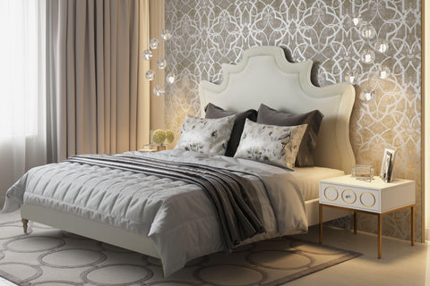 Margot Cream Velvet Bed in Queen