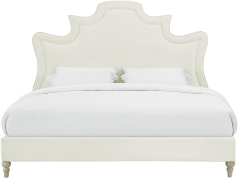 Margot Cream Velvet Bed in Queen
