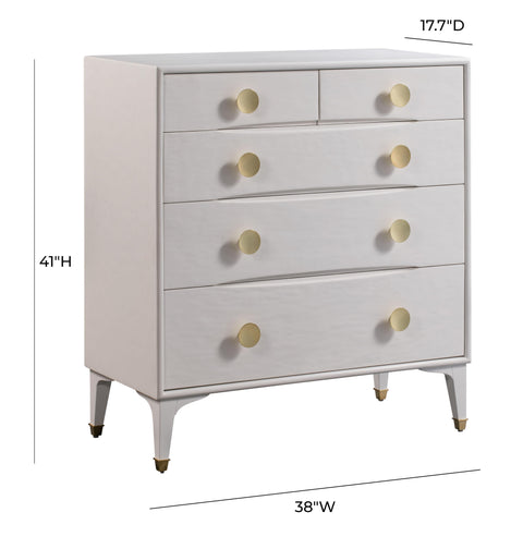 Leonie Devereux 38" White 5-Drawer Chest - image 9