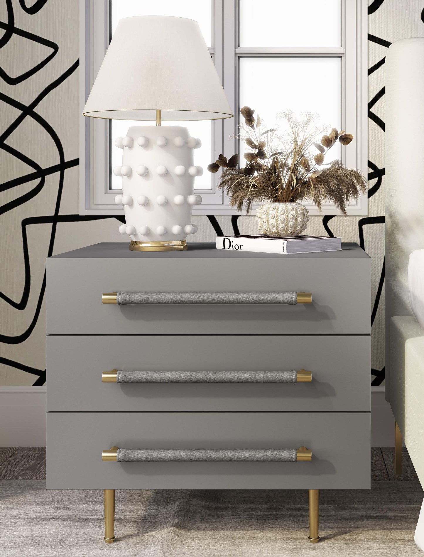 bubbles grey nightstand