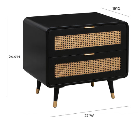 Lucienne Chantilly 27" Black 2-Drawer Nightstand - image 9