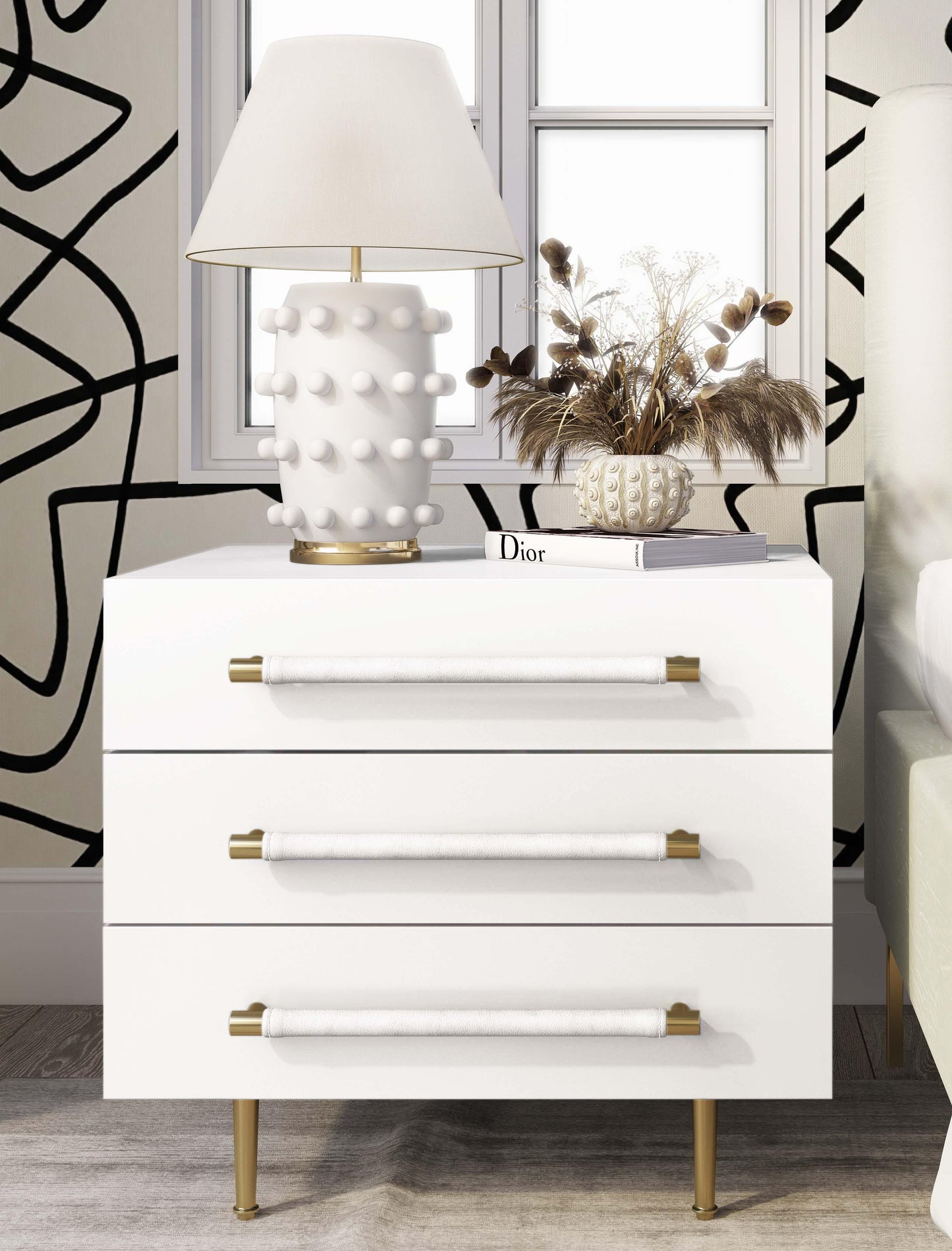 bubbles white nightstand