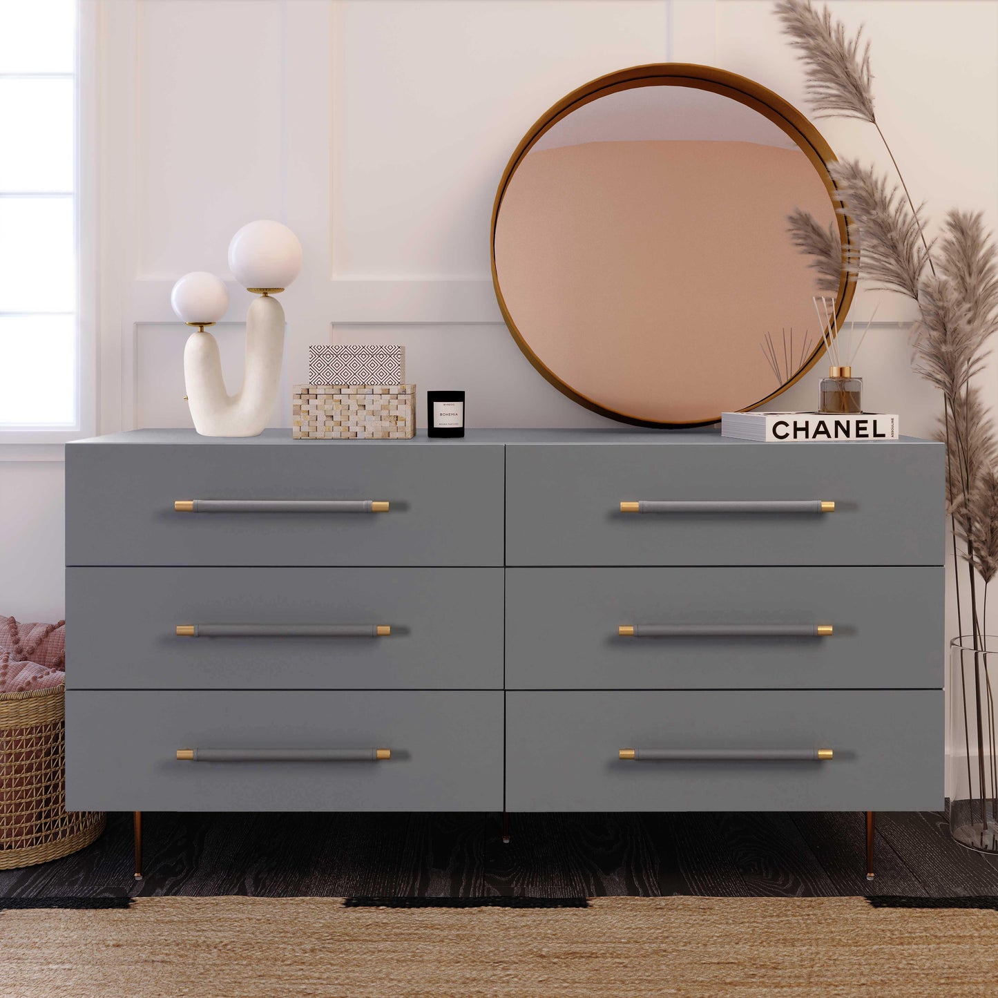 bubbles grey 6 drawer dresser