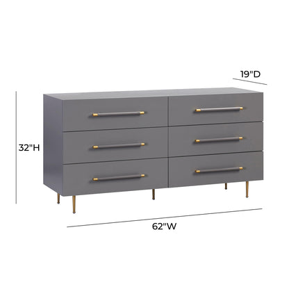 Bubbles Grey 6 Drawer Dresser