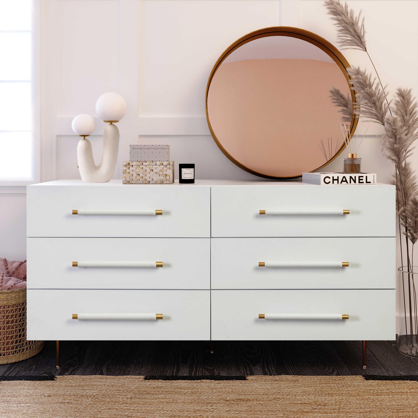 bubbles white 6 drawer dresser