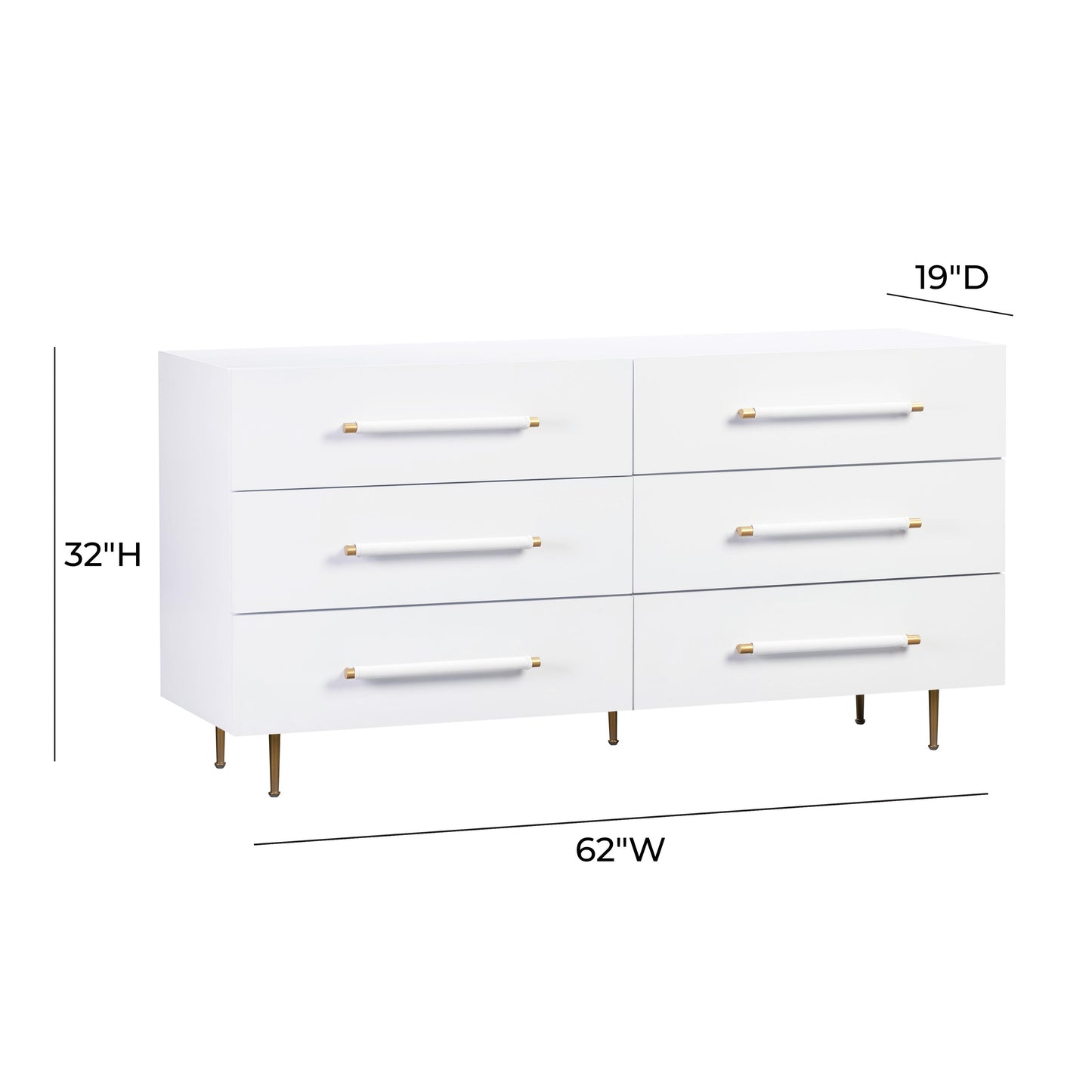 bubbles white 6 drawer dresser