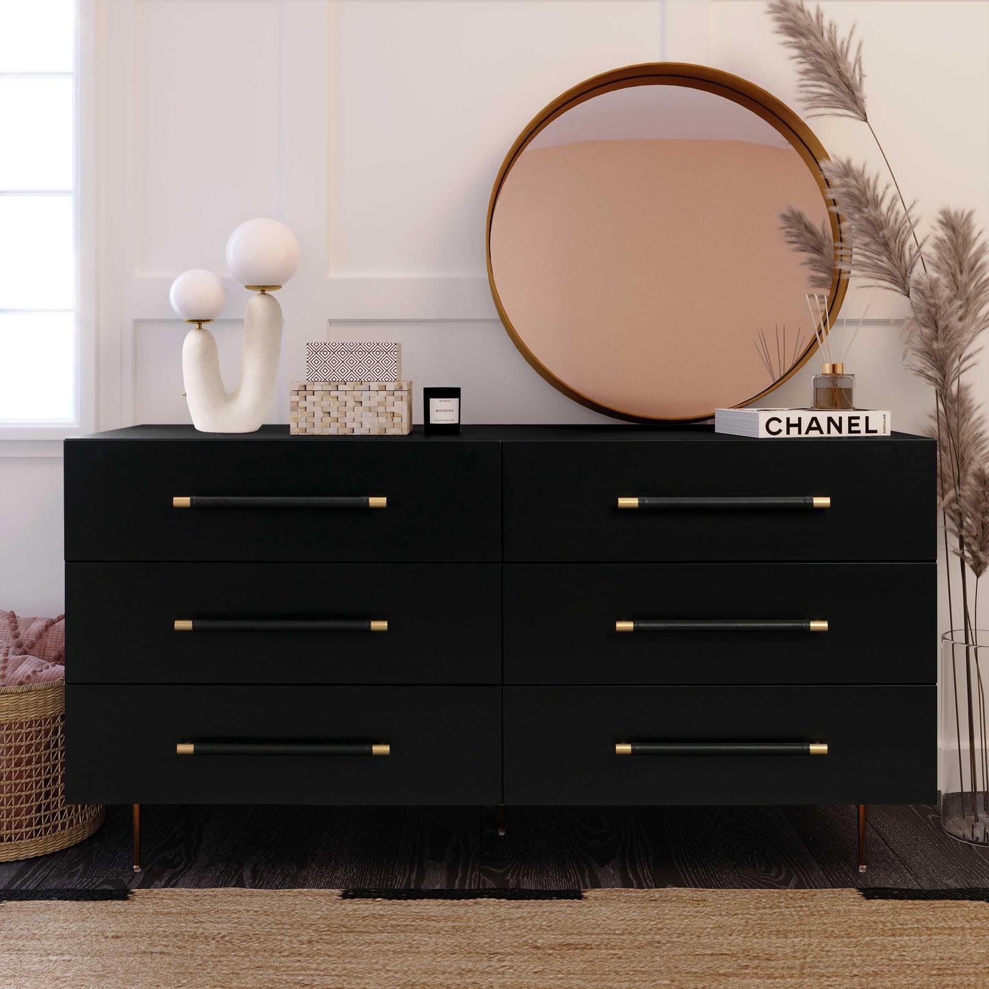 bubbles black 6 drawer dresser