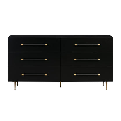 Bubbles Black 6 Drawer Dresser