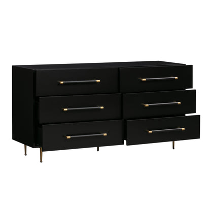 Bubbles Black 6 Drawer Dresser