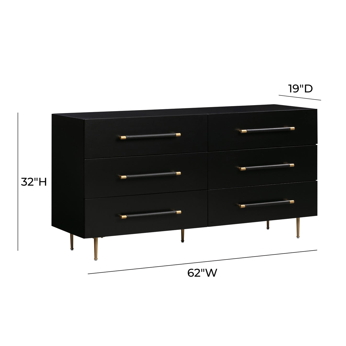 bubbles black 6 drawer dresser