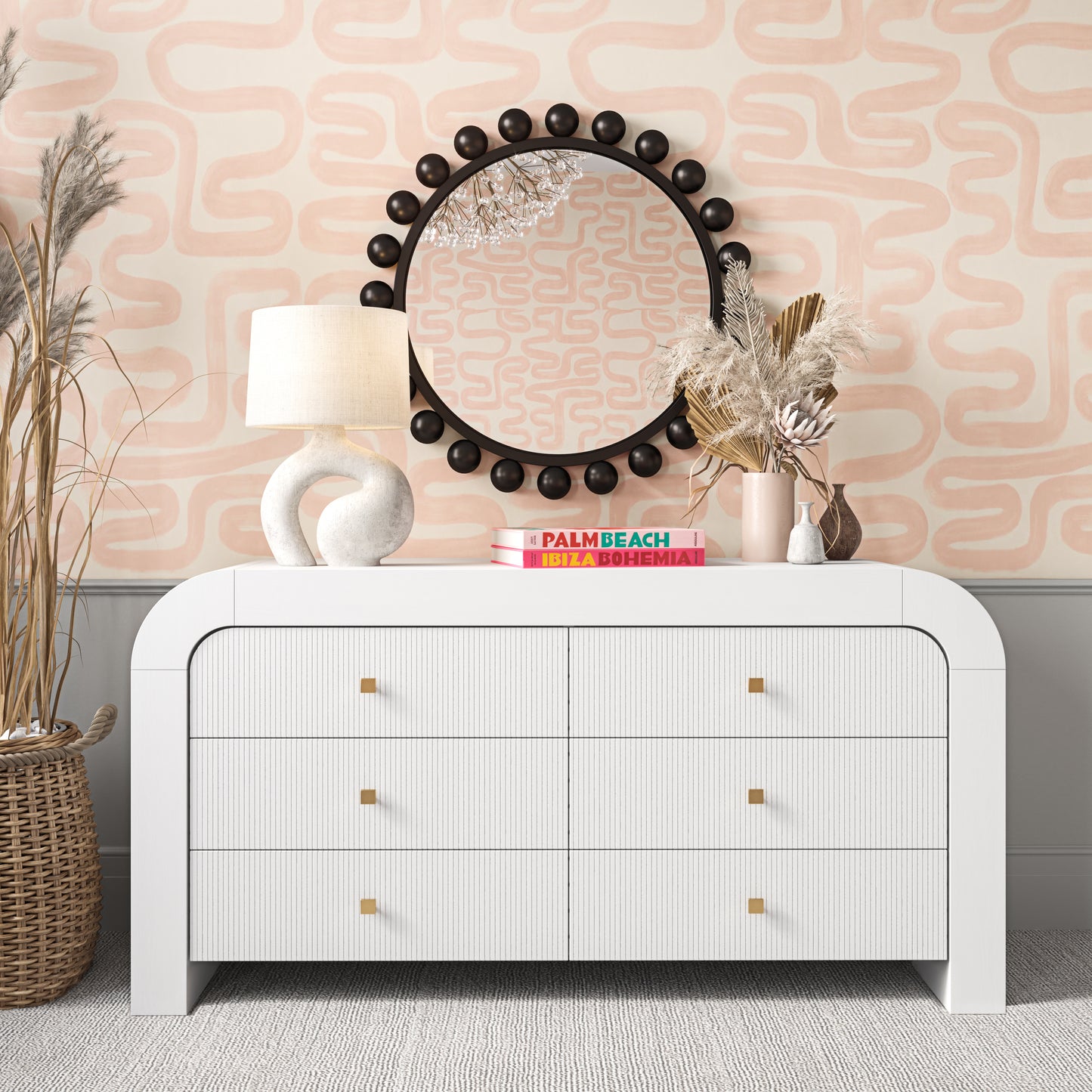 maven 6 drawer white dresser