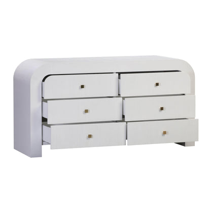 Maven 6 Drawer White Dresser