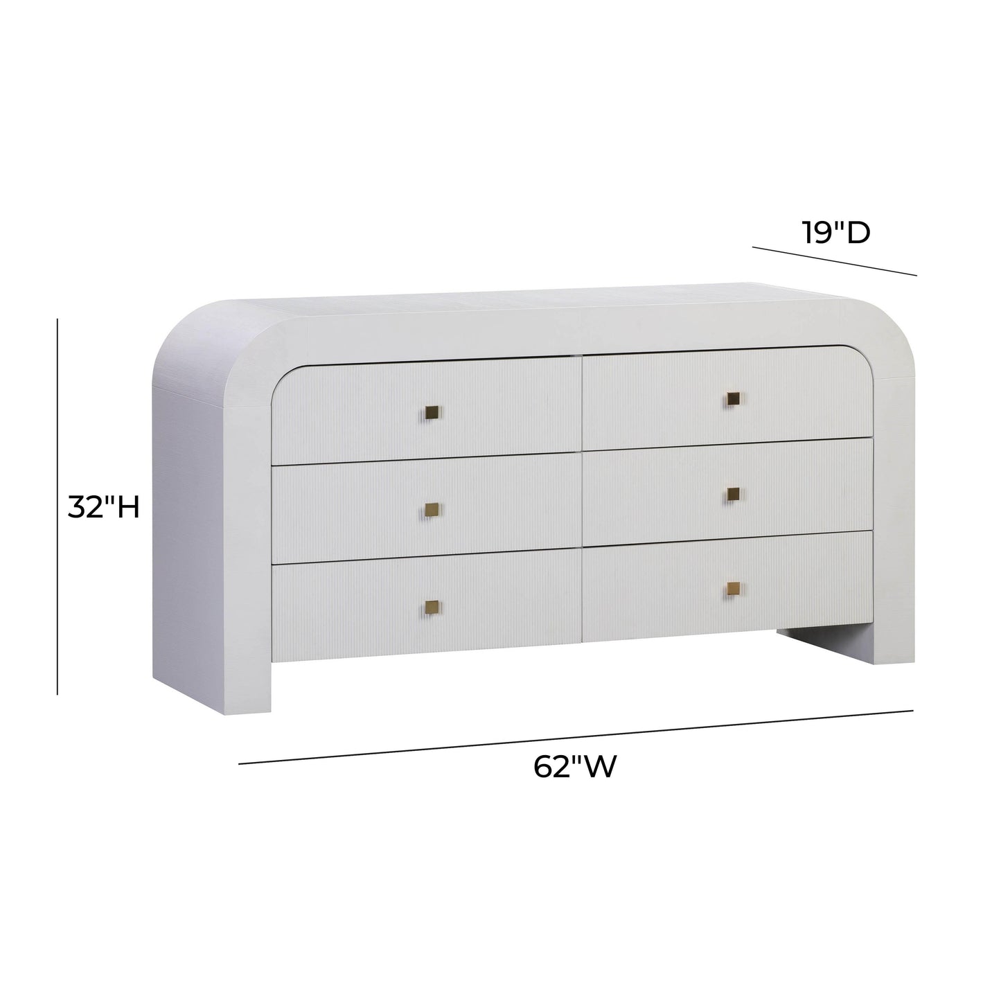 maven 6 drawer white dresser