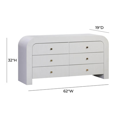 Maven 6 Drawer White Dresser