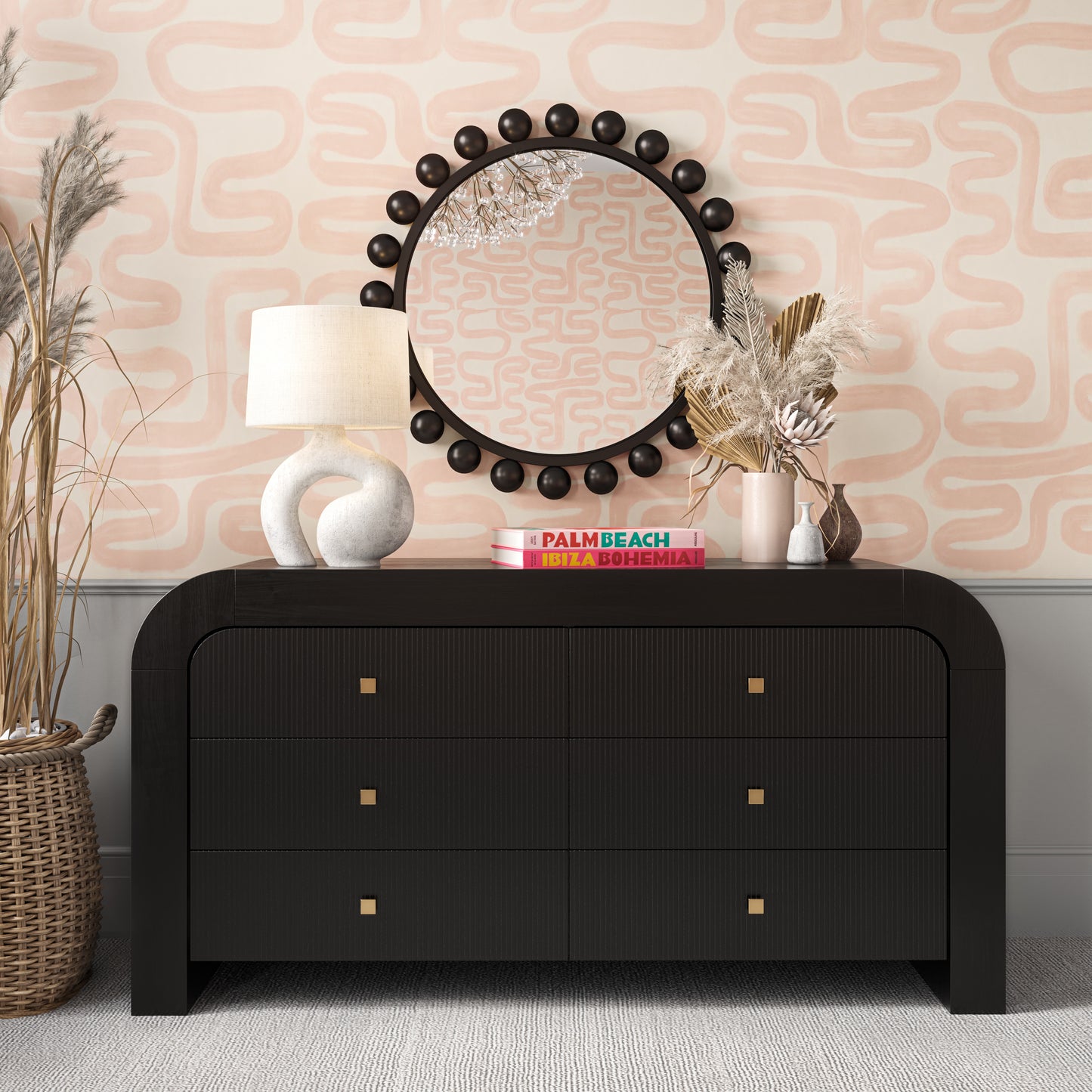 maven 6 drawer black dresser