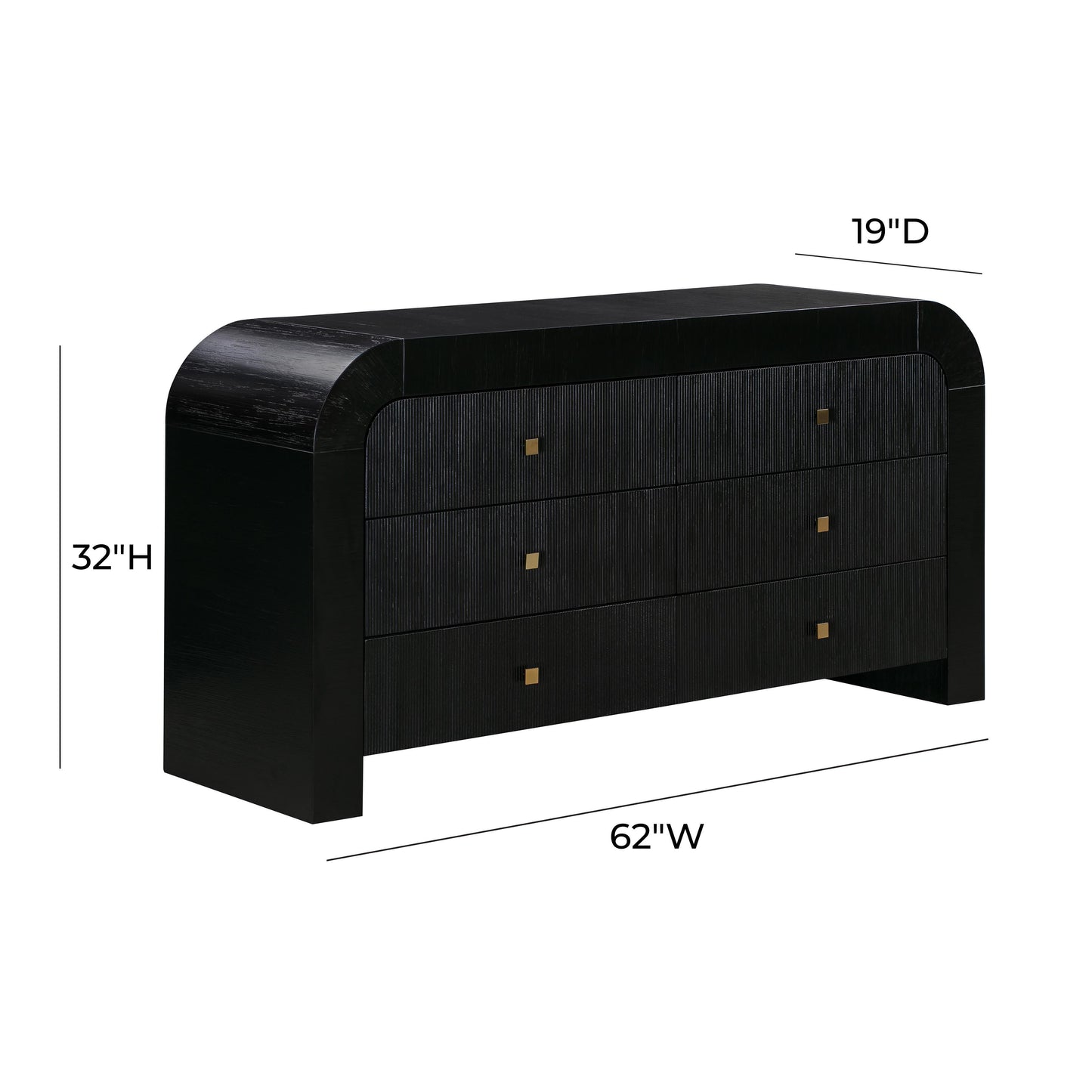 maven 6 drawer black dresser