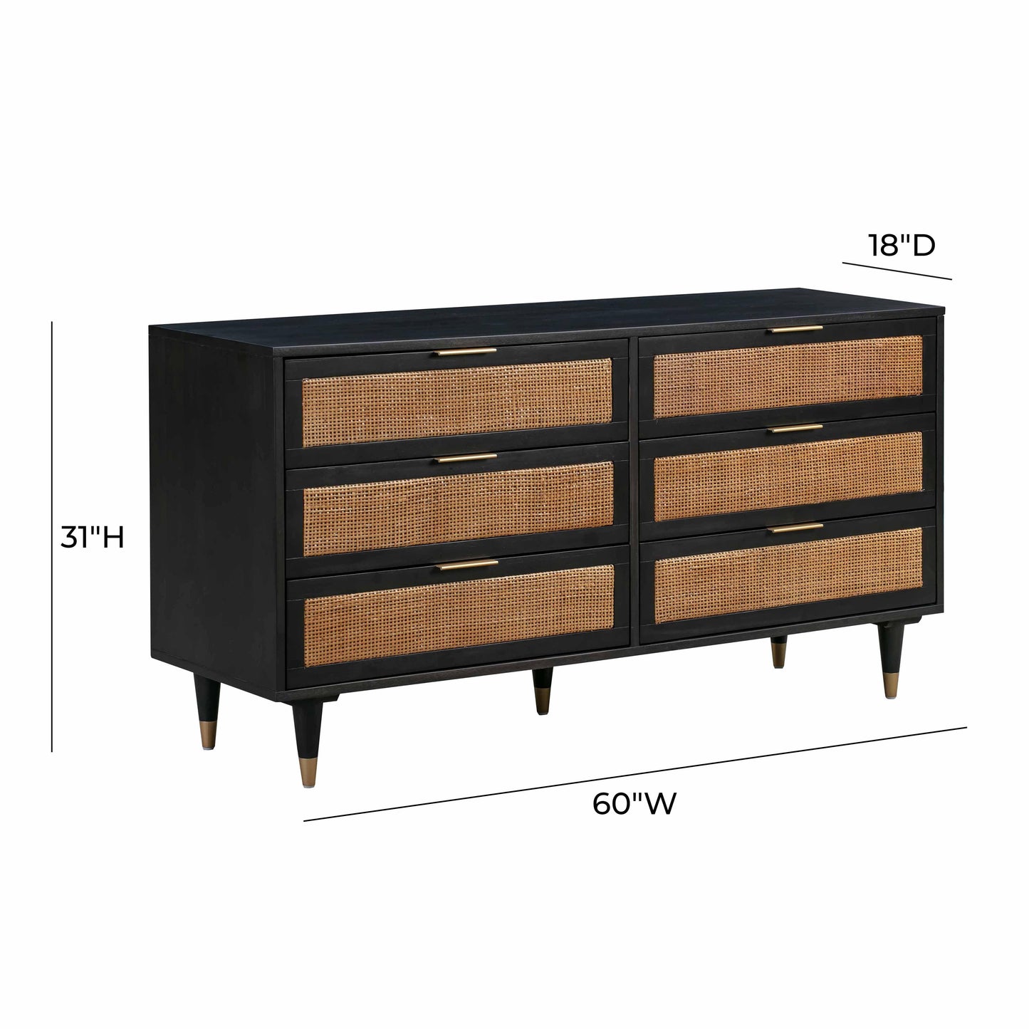 hope noir 6 drawer dresser