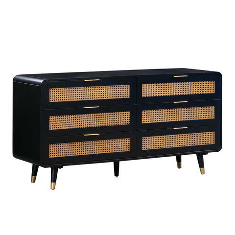 Lucienne Chantilly 62" Black 6-Drawer Dresser - image 3
