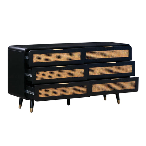 Lucienne Chantilly 62" Black 6-Drawer Dresser - image 4