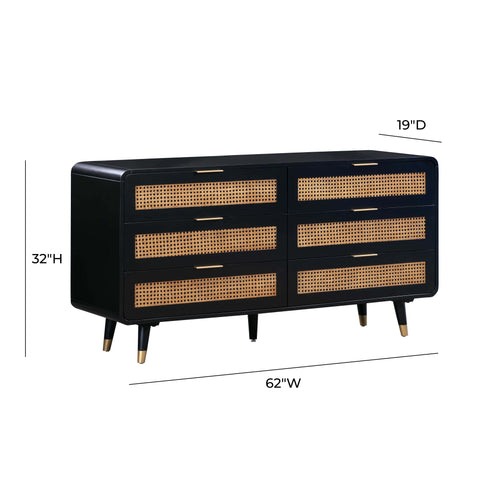 Lucienne Chantilly 62" Black 6-Drawer Dresser - image 9