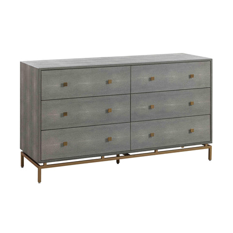 Arielle Rivoli 57" Faux Shagreen 6-Drawer Dresser - image 4