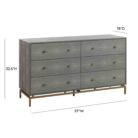Arielle Rivoli 57" Faux Shagreen 6-Drawer Dresser - image 9