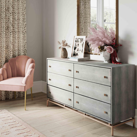 Arielle Rivoli 57" Faux Shagreen 6-Drawer Dresser - image 2