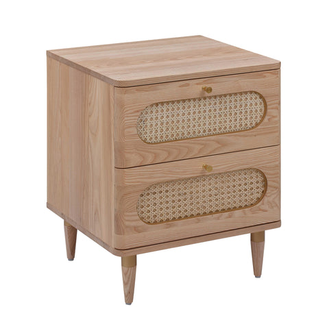 Rosalie Castaigne 19" Natural Ash and Cane 2-Drawer Nightstand - image 1