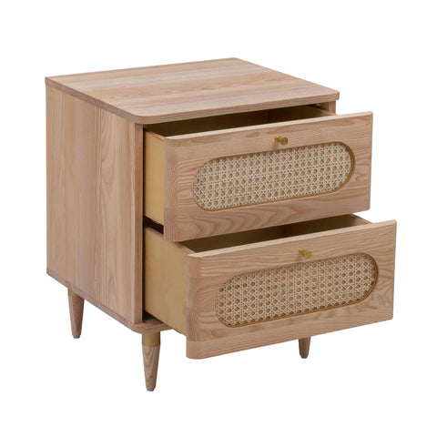 Rosalie Castaigne 19" Natural Ash and Cane 2-Drawer Nightstand - image 4