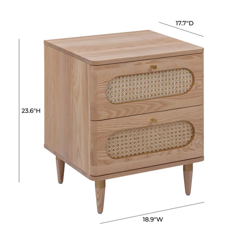 Rosalie Castaigne 19" Natural Ash and Cane 2-Drawer Nightstand - image 9