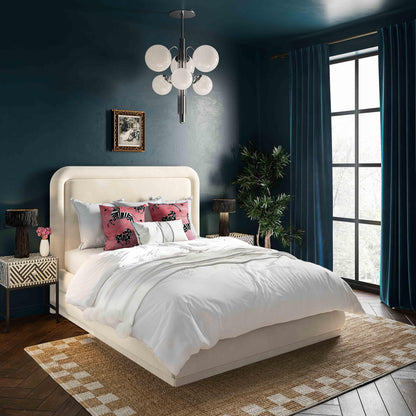 Slipper Cream Velvet Bed in King