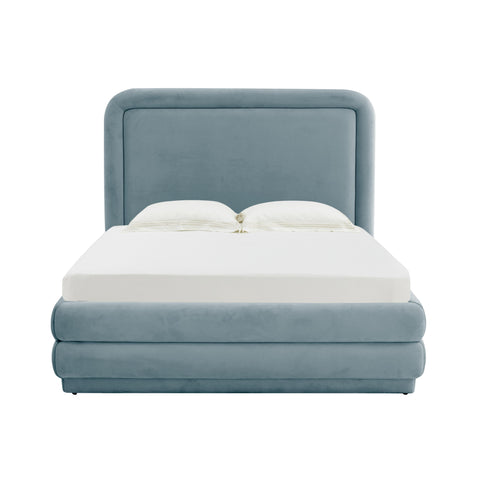 Slipper Bluestone Velvet Bed in Queen