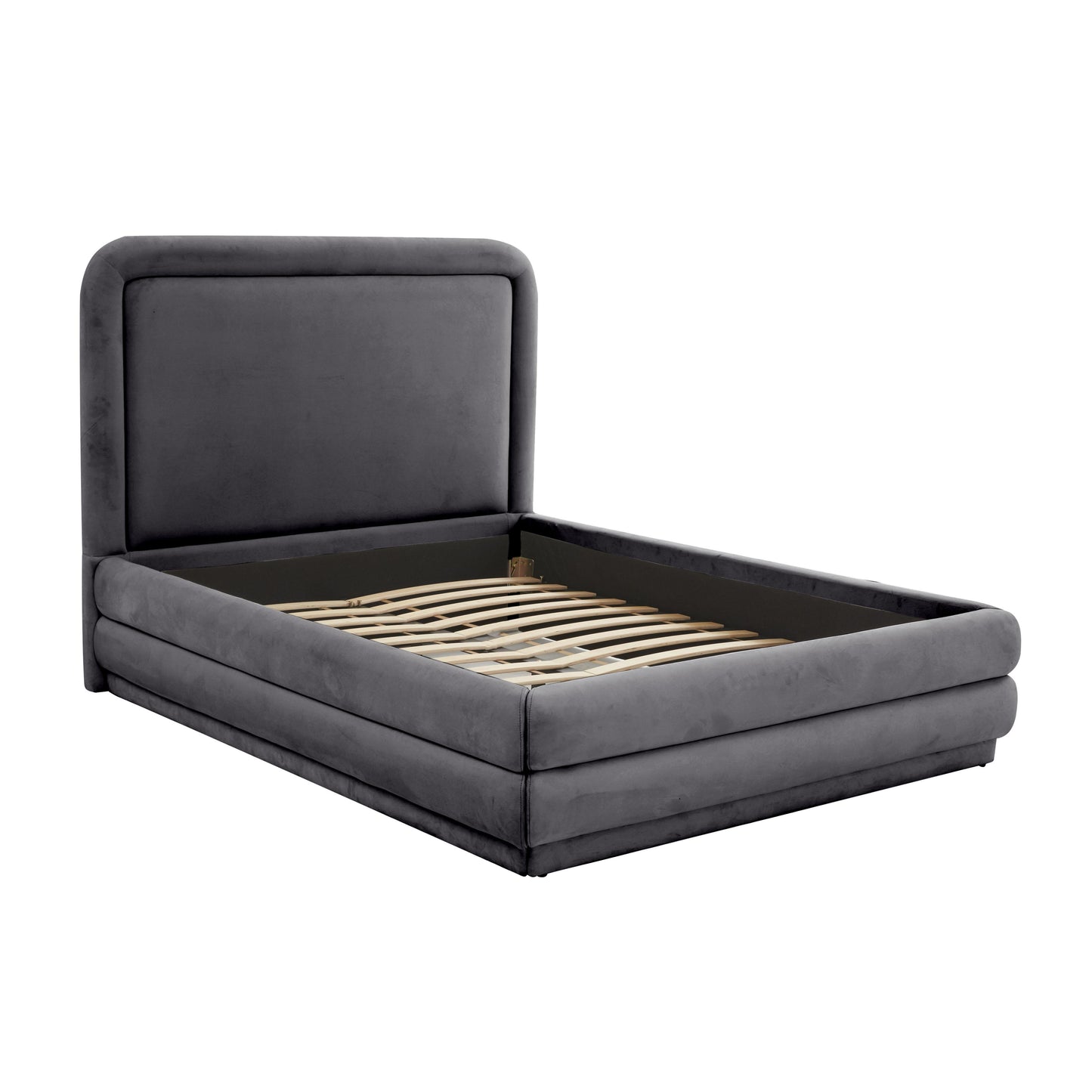 slipper dark grey velvet bed in queen