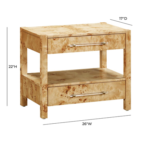 Valentina Capri 26" Burl 2-Drawer Nightstand - image 9